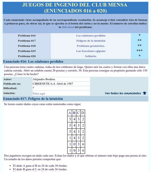 Mensa: Juegos De Ingenio Del Club Mensa (016 020) Activity Mensa: Juegos De Ingenio Del Club Mensa (016 020) Activity