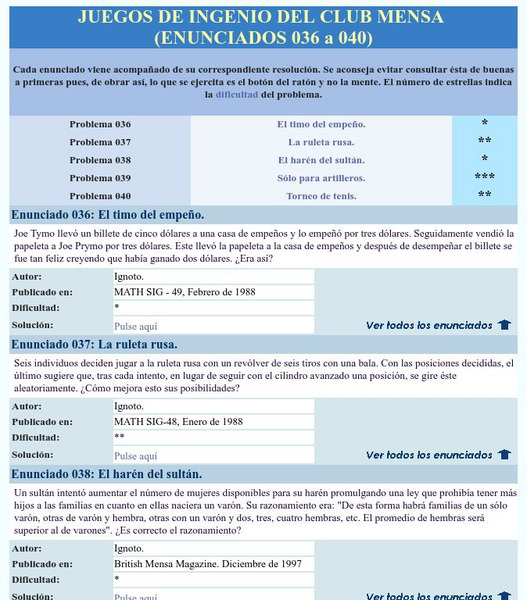 Mensa: Juegos De Ingenio Del Club Mensa (036 040) Activity