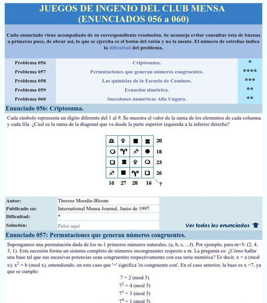 Mensa: Juegos De Ingenio Del Club Mensa (056 060) Activity