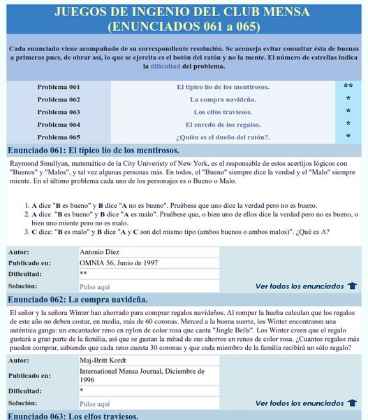 Mensa: Juegos De Ingenio Del Club Mensa (061 065) Activity