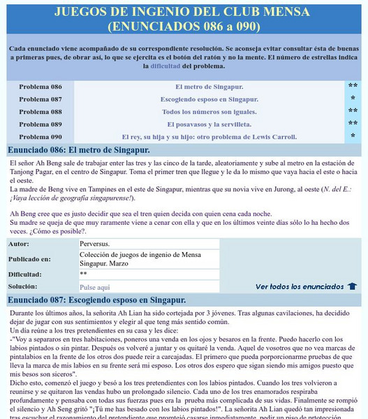 Mensa: Juegos De Ingenio Del Club Mensa (086 090) Activity