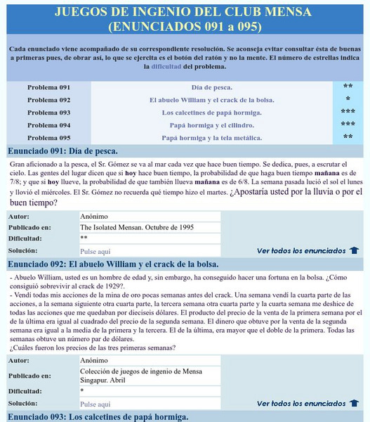 Mensa: Juegos De Ingenio Del Club Mensa (091 095) Activity