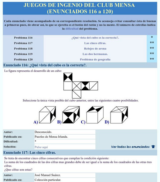 Mensa: Juegos De Ingenio Del Club Mensa (116 120) Activity