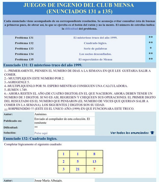 Mensa: Juegos De Ingenio Del Club Mensa (131 135) Activity
