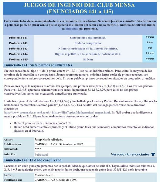 Mensa: Juegos De Ingenio Del Club Mensa (141 145) Activity