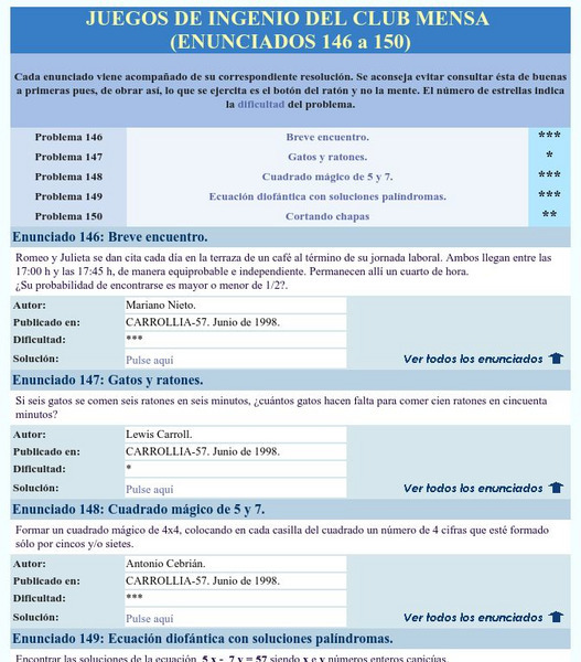 Mensa: Juegos De Ingenio Del Club Mensa (146 150) Activity