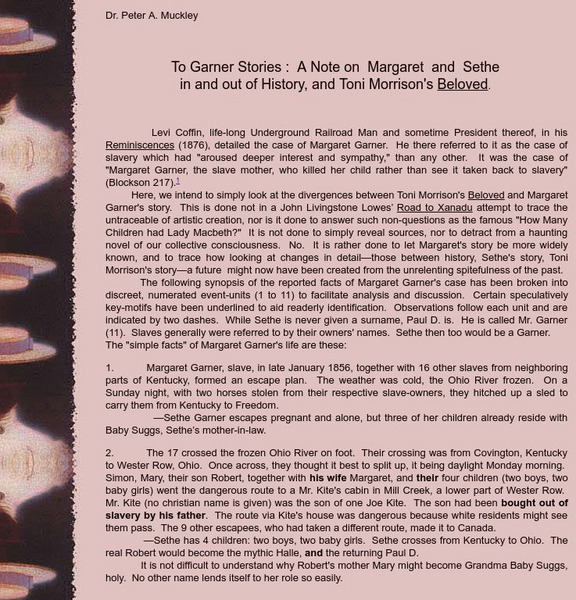 Luminarium: Toni Morrison's "Beloved" Website