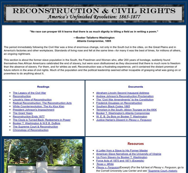 Sage American History: Reconstruction & Civil Rights Handout Sage American History: Reconstruction & Civil Rights Handout