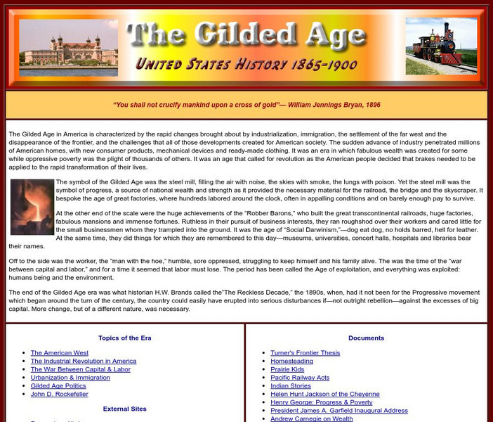 Sage American History: 1865 1900: The Gilded Age Handout Sage American History: 1865 1900: The Gilded Age Handout