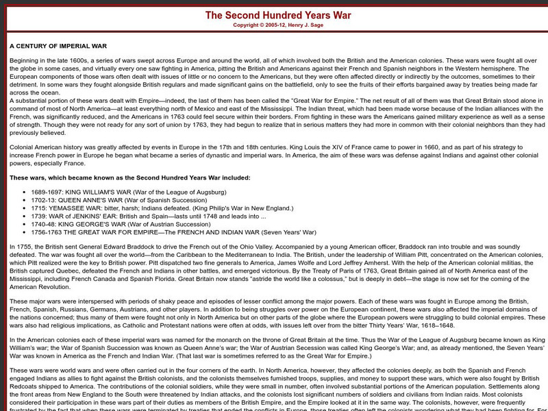Sage American History: The Second Hundred Years War Article Sage American History: The Second Hundred Years War Article