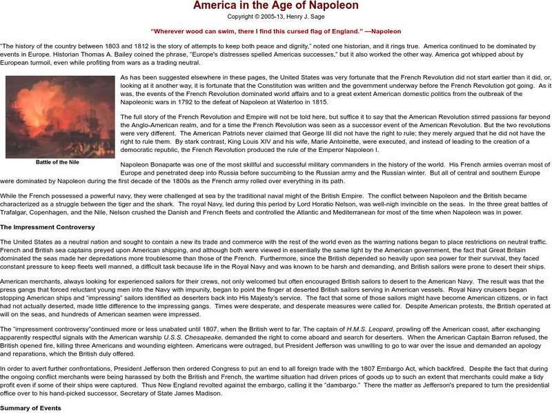 Sage American History: America in the Age of Napoleon Article