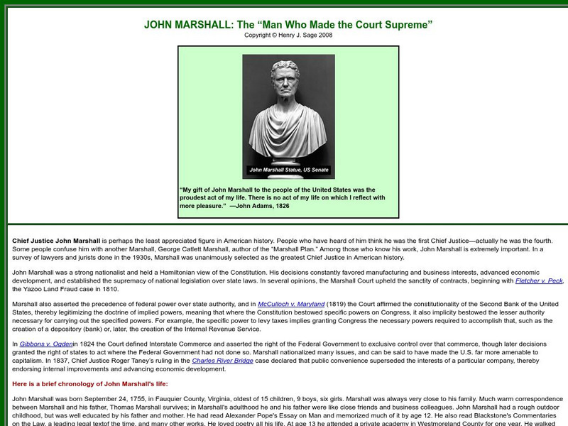 Sage American History: John Marshall Article Sage American History: John Marshall Article