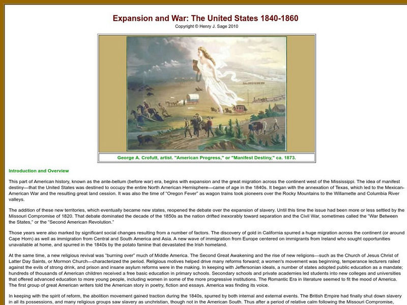 Sage American History: Expansion and War: The United States 1840 1860 Article Sage American History: Expansion and War: The United States 1840 1860 Article