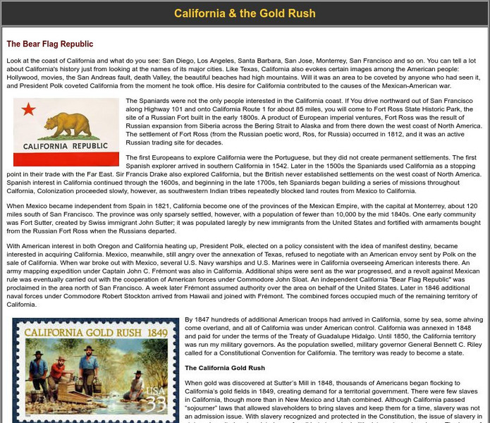 Sage American History: California and the Gold Rush Article Sage American History: California and the Gold Rush Article