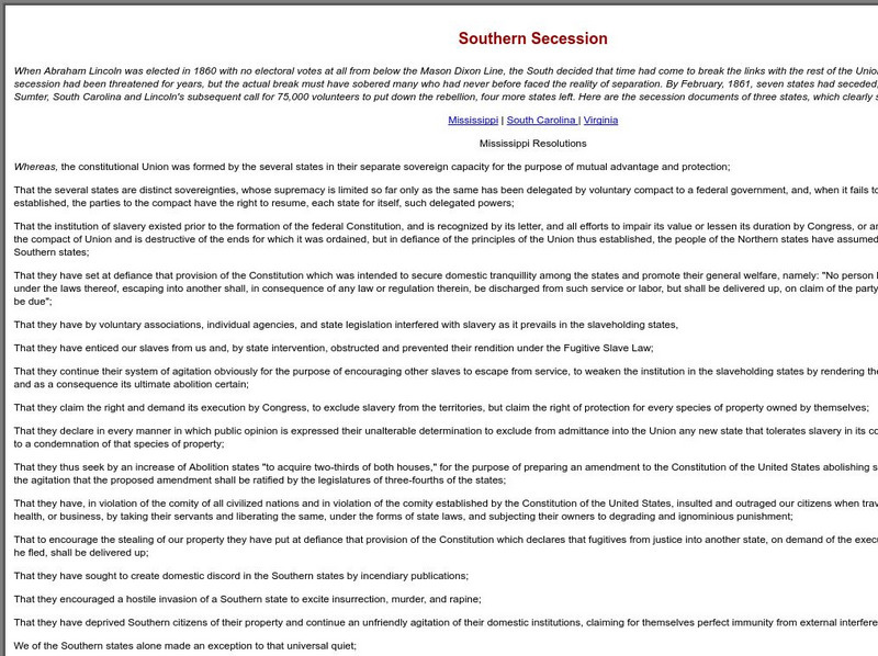Sage American History: Southern Secession Article Sage American History: Southern Secession Article