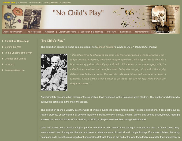 Yad Vashem: No Child's Play Activity Yad Vashem: No Child's Play Activity