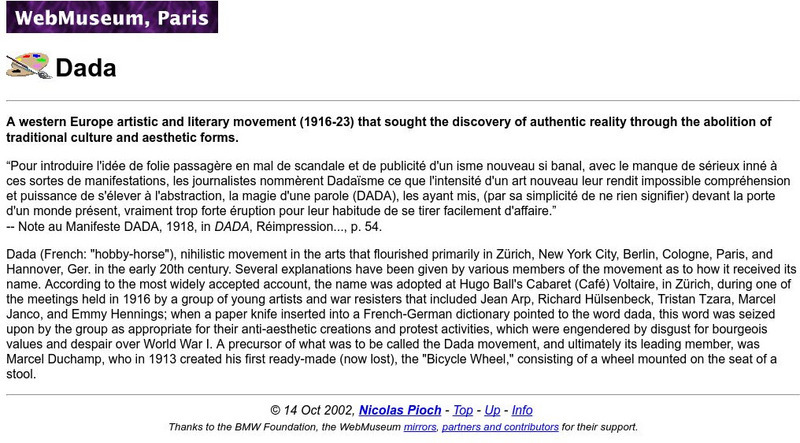 Ibiblio: Web Museum: Dada Handout Ibiblio: Web Museum: Dada Handout