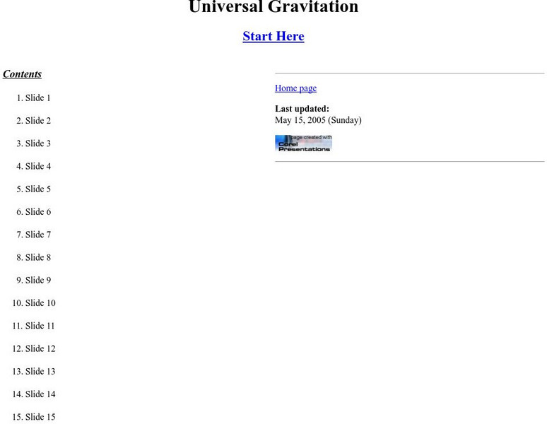 Tom Stretton's Chemistry Pages: Universal Gravitation Handout Tom Stretton's Chemistry Pages: Universal Gravitation Handout