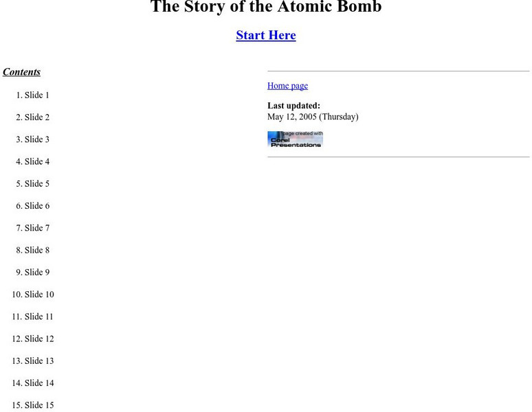 Tom Stretton's Chemistry Pages: The Story of the Atomic Bomb Handout Tom Stretton's Chemistry Pages: The Story of the Atomic Bomb Handout