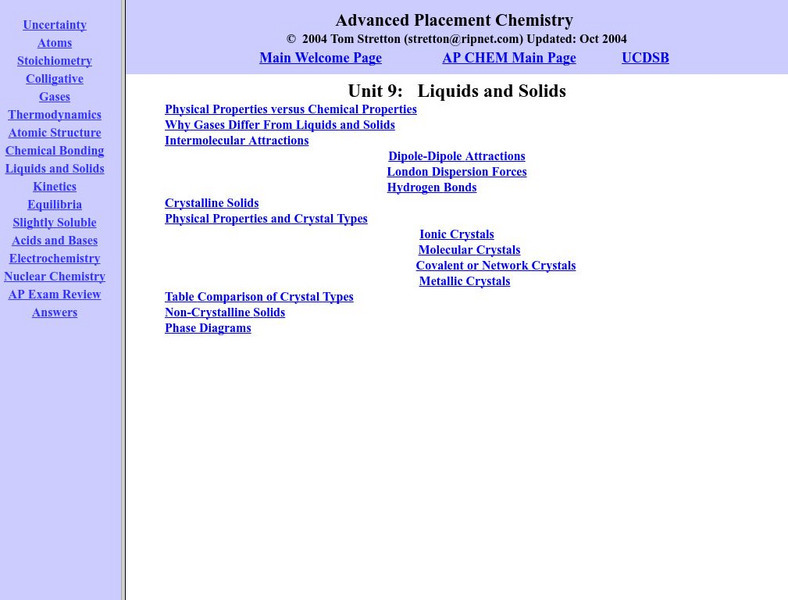 Tom Stretton's Advanced Placement Chemistry: Liquids and Solids eBook Tom Stretton's Advanced Placement Chemistry: Liquids and Solids eBook