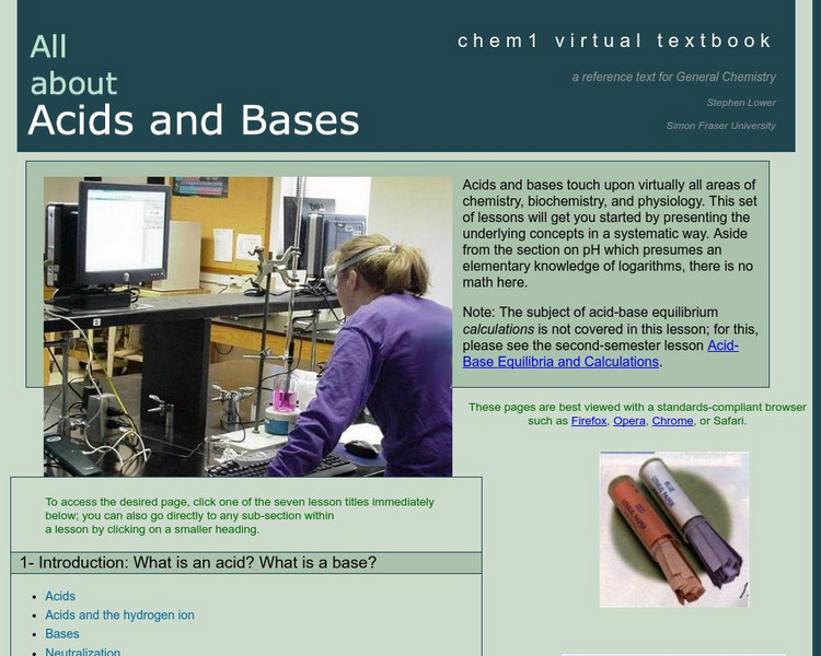 Chem1 Virtual Textbook: All About Acids and Bases Handout Chem1 Virtual Textbook: All About Acids and Bases Handout