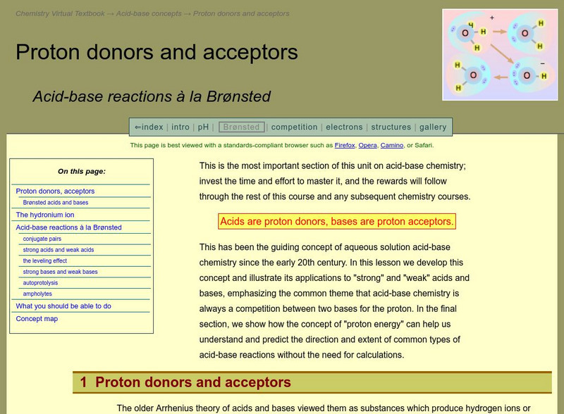 Chem1 Virtual Textbook: Proton Donors and Acceptors Handout