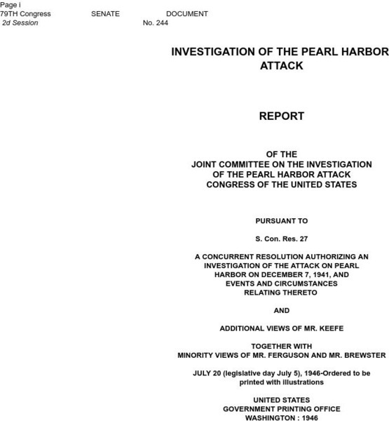 Ibiblio: Investigation of the Pearl Harbor Attack Primary Ibiblio: Investigation of the Pearl Harbor Attack Primary
