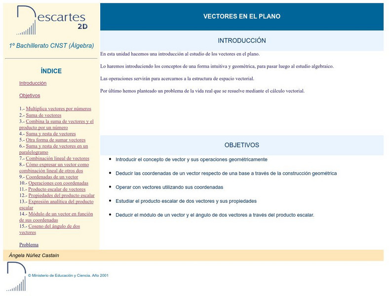 Ministerio De Educacion Y Ciencia: Vectores en El Plano Interactive Ministerio De Educacion Y Ciencia: Vectores en El Plano Interactive
