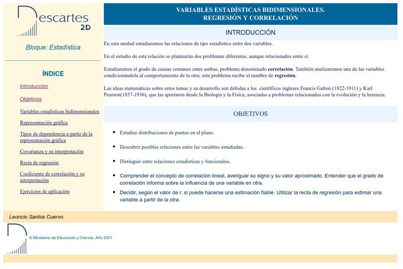 Ministerio De Educacion Y Ciencia: Variable Estadisticas Bidimensionales Lesson Plan Ministerio De Educacion Y Ciencia: Variable Estadisticas Bidimensionales Lesson Plan