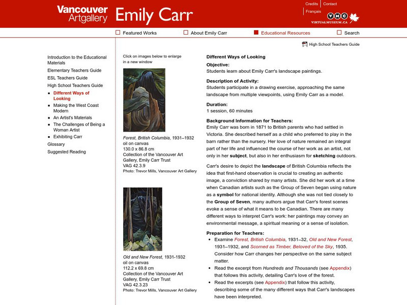 Virtual Museum of Canada: Vancouver Art Gallery: Emily Carr: Different Ways of Looking Lesson Plan