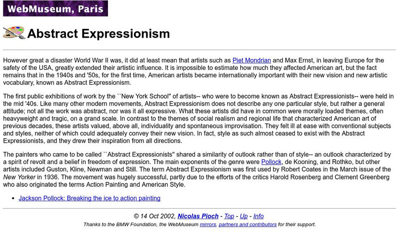 Ibiblio: Web Museum: Abstract Expressionism Unit Plan Ibiblio: Web Museum: Abstract Expressionism Unit Plan