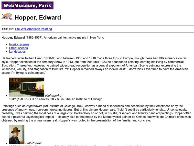 Ibiblio: Web Museum: Edward Hopper Handout