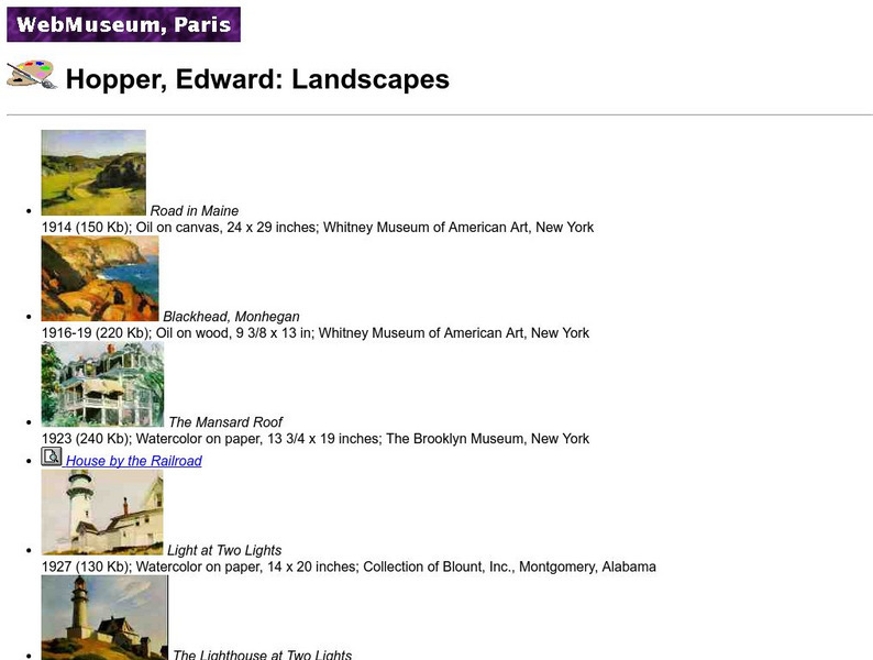 Ibiblio: Web Museum: Edward Hopper: Landscapes Graphic
