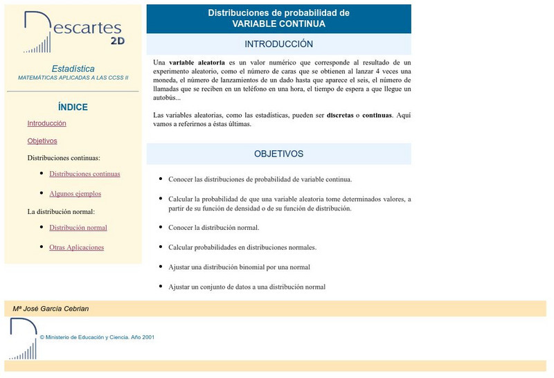 Ministerio De Educacion Y Ciencia: Distribuciones De Probabilidad Unit Plan Ministerio De Educacion Y Ciencia: Distribuciones De Probabilidad Unit Plan