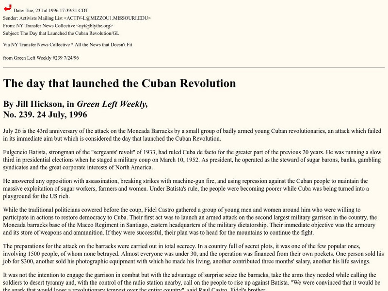 World History Archives: Green Left Weekly:day That Launched the Cuban Revolution Article World History Archives: Green Left Weekly:day That Launched the Cuban Revolution Article