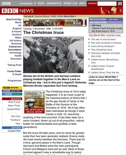 Bbc News: The Christmas Truce Website