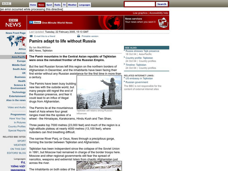 Bbc: Pamirs Adapt to Life Without Russia Article