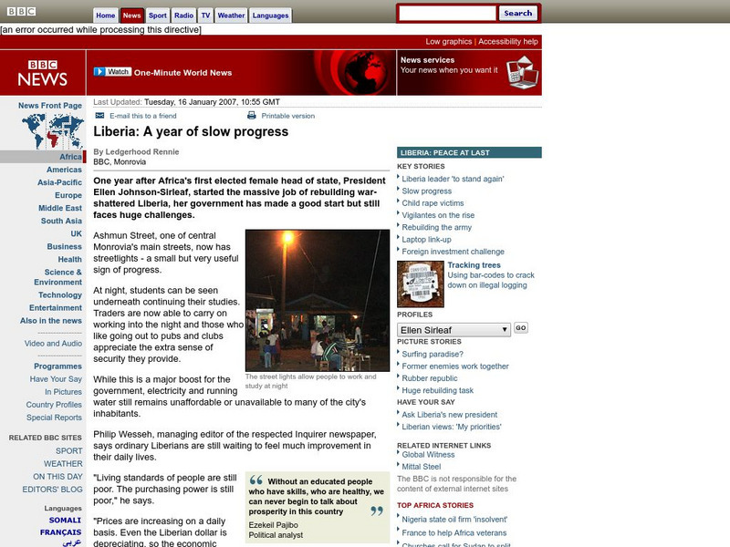 Bbc: Liberia: A Year of Slow Progress Website
