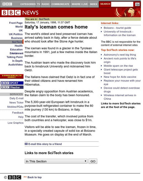 Bbc News: Italy's Iceman Comes Home Article Bbc News: Italy's Iceman Comes Home Article