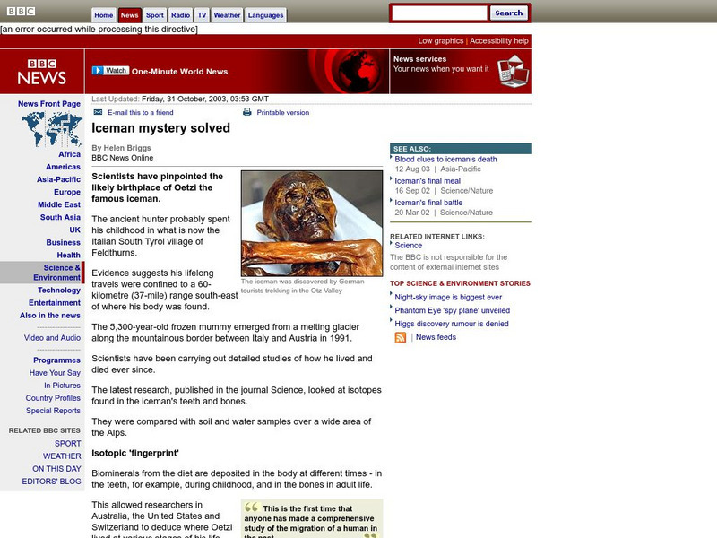 Bbc News: Iceman Mystery Solved Website Bbc News: Iceman Mystery Solved Website