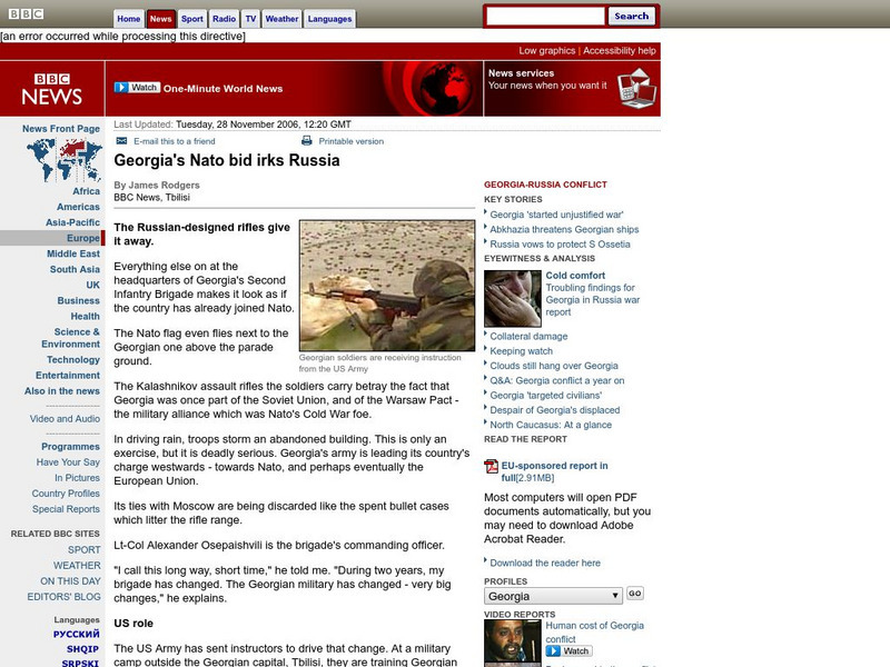 Bbc: Georgia's Nato Bid Irks Russia Article Bbc: Georgia's Nato Bid Irks Russia Article