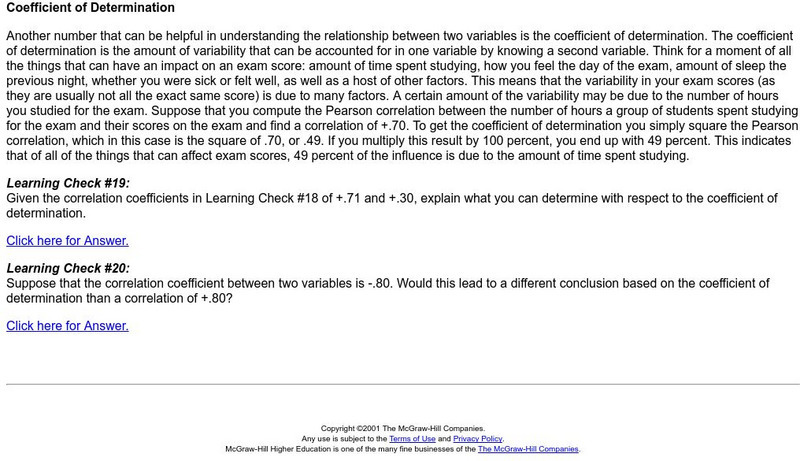 Mc Graw Hill : Coefficient of Determination Handout Mc Graw Hill : Coefficient of Determination Handout