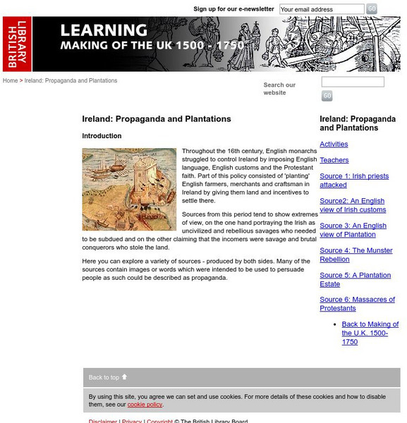 British Library: Ireland: Propaganda and Plantations Handout British Library: Ireland: Propaganda and Plantations Handout