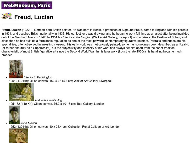 Ibiblio: Web Museum: Freud, Lucian Handout