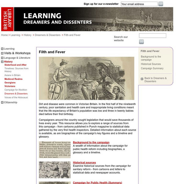 British Library:dreamers and Dissenters: Filth and Fever Unit Plan British Library:dreamers and Dissenters: Filth and Fever Unit Plan