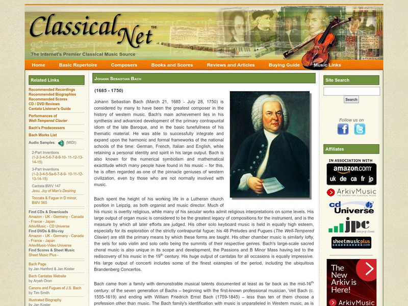Classical Net: Johann Sebastian Bach Handout Classical Net: Johann Sebastian Bach Handout