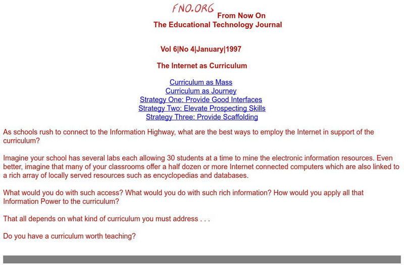 From Now On: The Internet as Curriculum Article