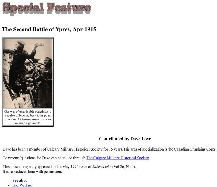 Worldwar1.com: Trenches on the Web: The Second Battle of Ypres, April 1915 Article Worldwar1.com: Trenches on the Web: The Second Battle of Ypres, April 1915 Article