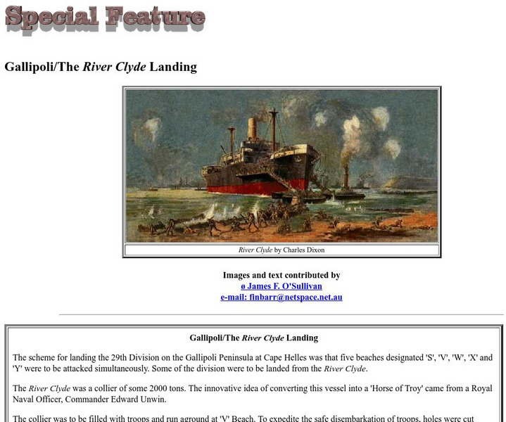 Worldwar1.com: Trenches on the Web: Gallipoli / the River Clyde Landing Article Worldwar1.com: Trenches on the Web: Gallipoli / the River Clyde Landing Article