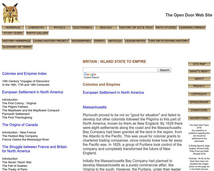 Open Door Web Site: Other Colonies Activity Open Door Web Site: Other Colonies Activity